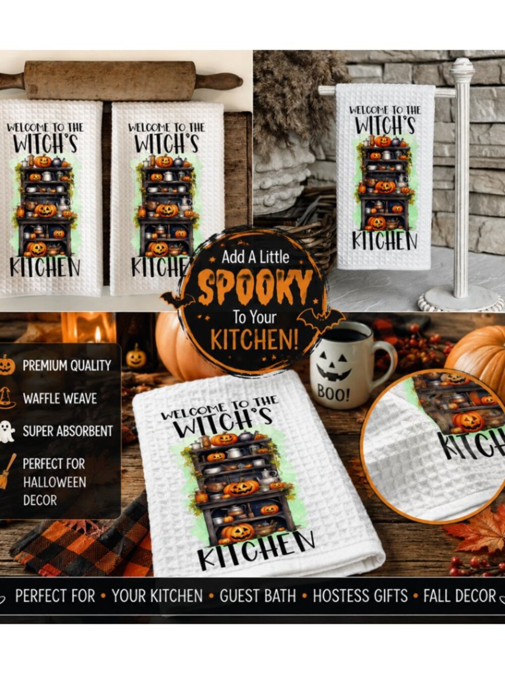 Welcome to The Witches Kitchen Towel, Halloween Kitchen Towel, Witchy Decor